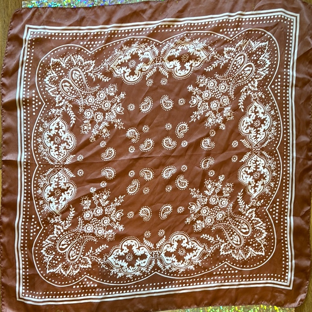 Brown and White Paisley Wrap with Floral Design